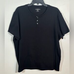Alfani Stretch Black Henley T-Shirt Men’s XXL Short Sleeve Soft Knit
